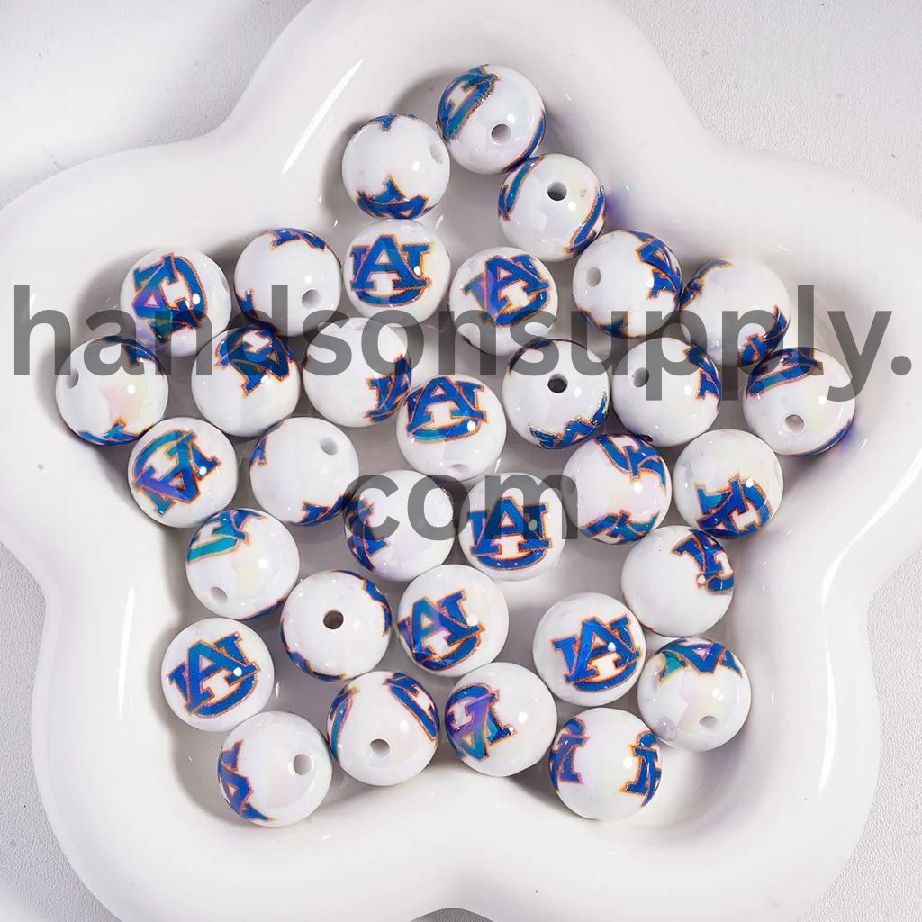 UV Coating American College Football Acrylic Beads, 16MM