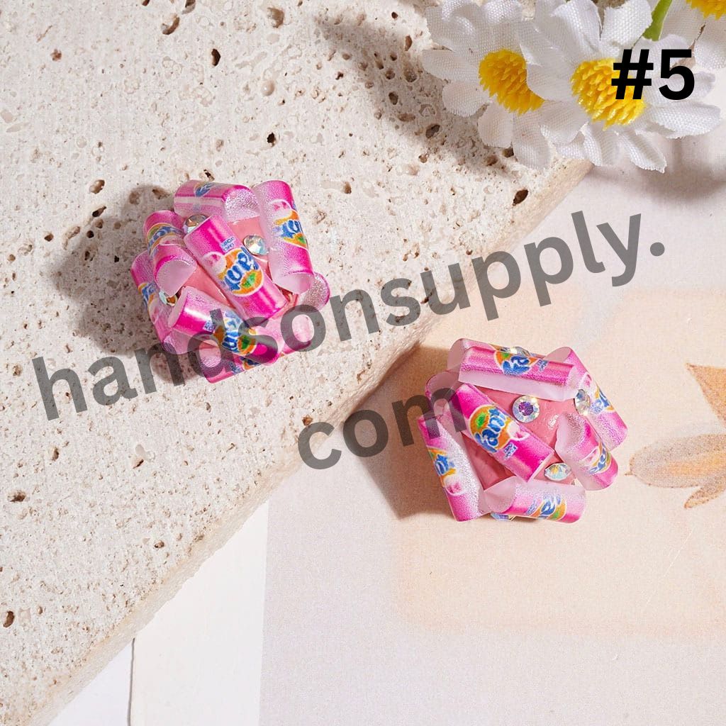 Mini Soda Soft Drink Can & Bottle Shape Clay Beads with AB Rhinestones, 20MM, Multi-Color