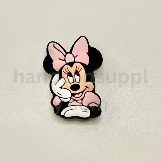 Cute Mouse Character with Bowtie Smiling Face Design Silicone Focal Beads