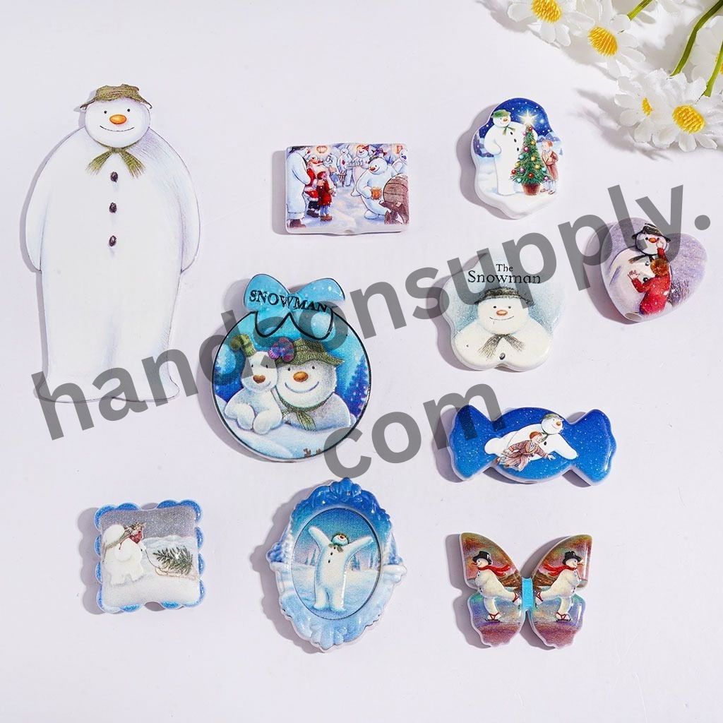England Classic Snowman Picture Series Acrylic Beads and Pendants, Random Mix 