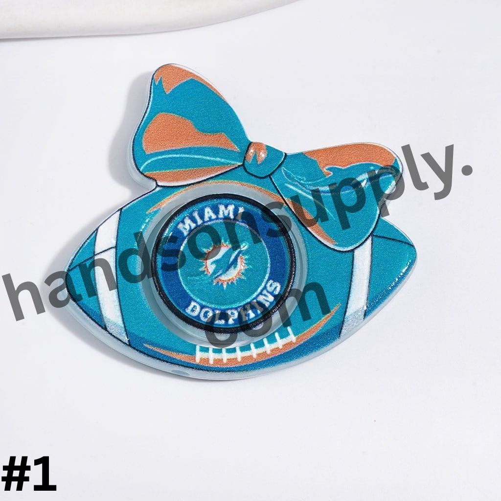 American Football Team Design Hollow Bowtie Frame with Flat Round Acrylic Beads Collection Set, Large Size