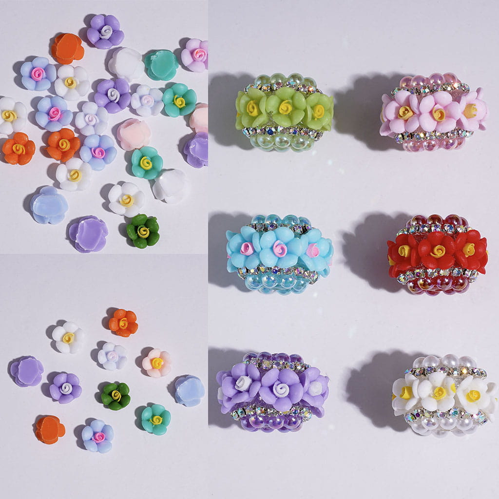 Sparkling Mini Flower Charms for DIY Jewelry Accessories Rhinestones Adding, 8*8.5MM Multi-Color