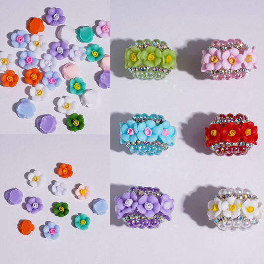 Sparkling Mini Flower Charms for DIY Jewelry Accessories Rhinestones Adding, 8*8.5MM Multi-Color