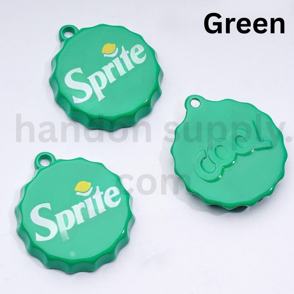Cute Soft Drink Coc Col Sprit Fant Coke Bottle Lid Cap with Mini Ring Pendant Charm, 37MM