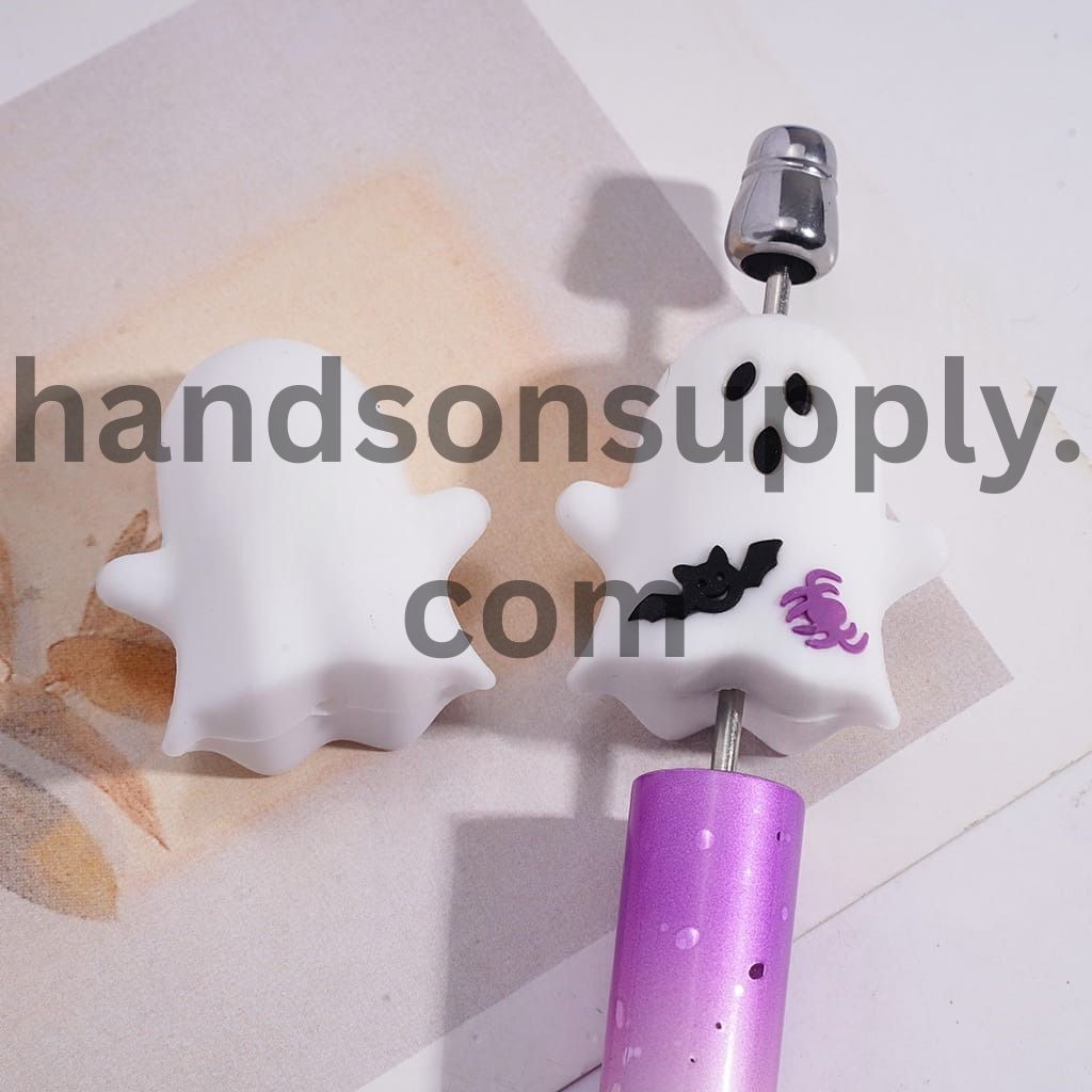 3D Skeleton Spooky White Ghost Halloween Series Silicone Focal Beads