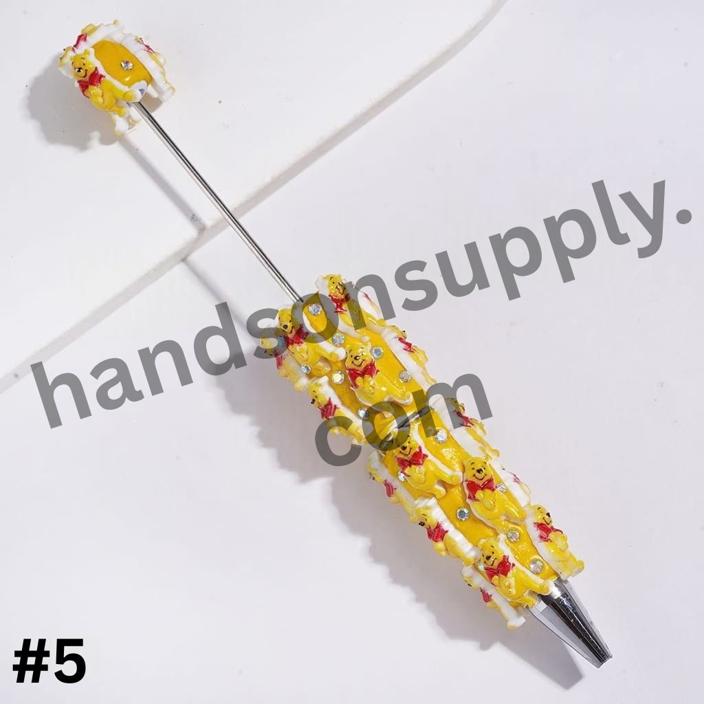 Playful Animal Character Series Donkey, Tiger, Bear & Pig with Sparkling AB Rhinestones Beadable Clay Pens, Multi-Color