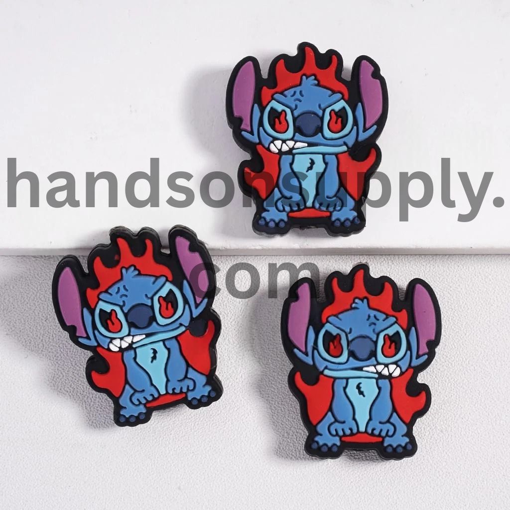 Lovely Blue Monster Character Series Silicone Focal Beads