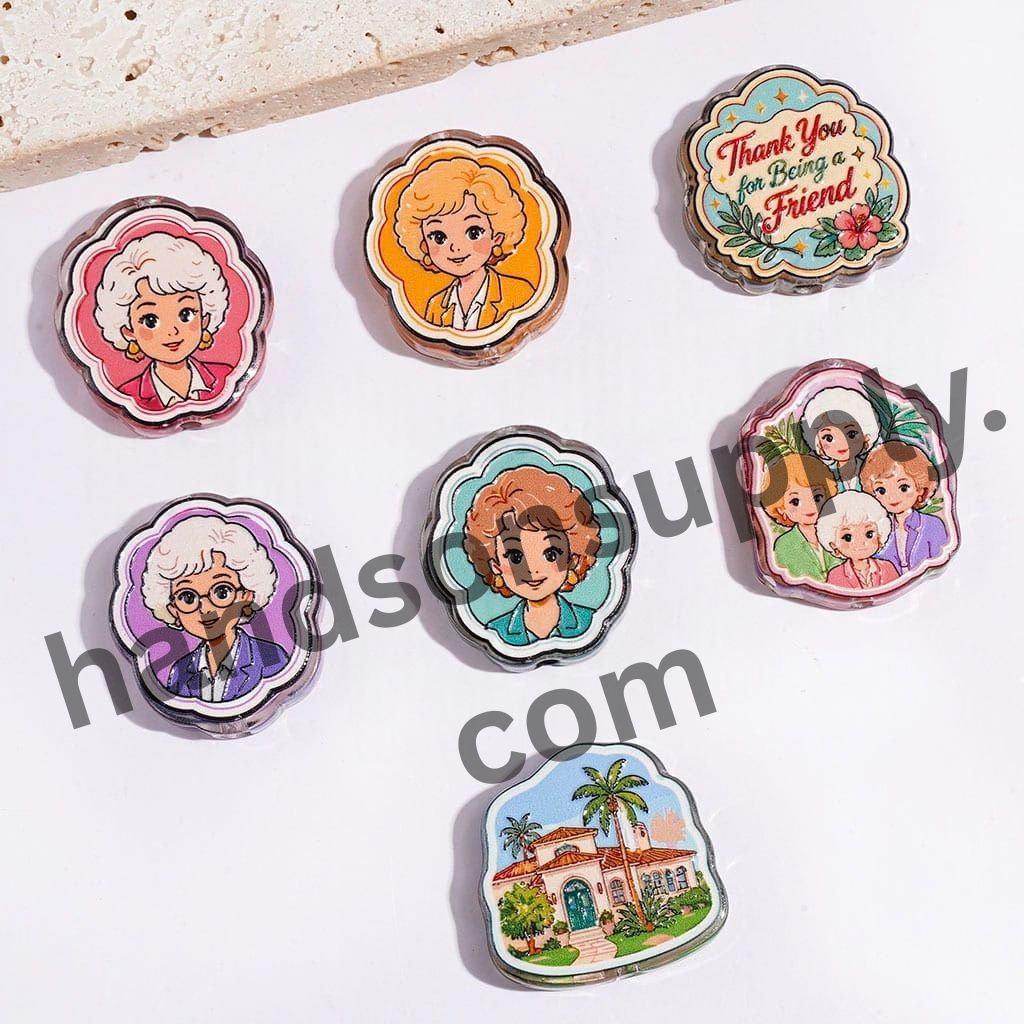 Classic American Cartoon Comedy Golden Women Character Series Semi-Clear Acrylic Beads, Random Mix