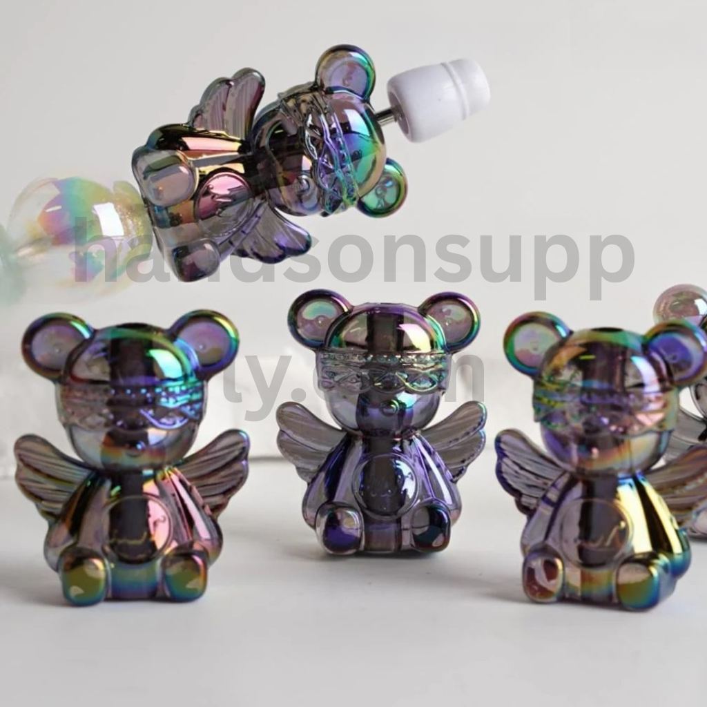 Shiny Colorful Angel Bear UV Coated Acrylic Beads Around 30x24MM
