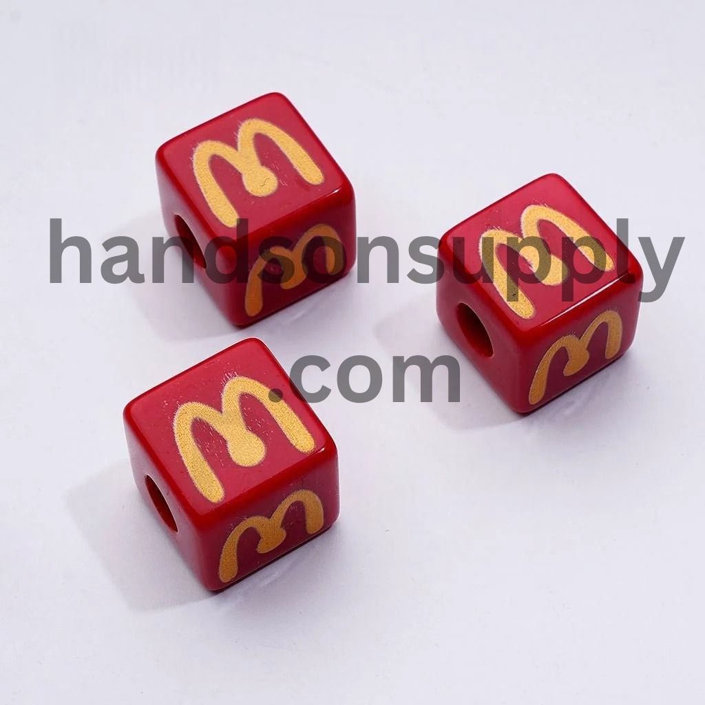 Multi-Color McDonal Series Square Cube Cute Acrylic Beads, Around 16MM