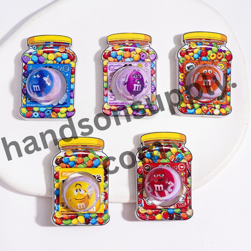 UV-Coated Sweet Hollowed Candy Jar Frame with Candy Style Printed Round Acrylic Beads Collection Set, Random Mix