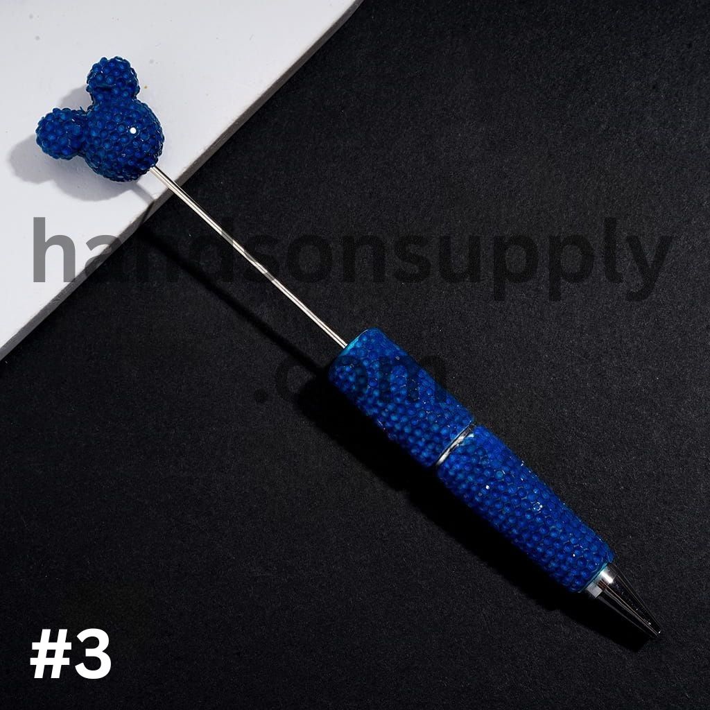 Vibrant Color Mouse Head Pen Topper with Sparkly Rhinestone Fluorescent Beadable Clay Pen (Please Read Description)