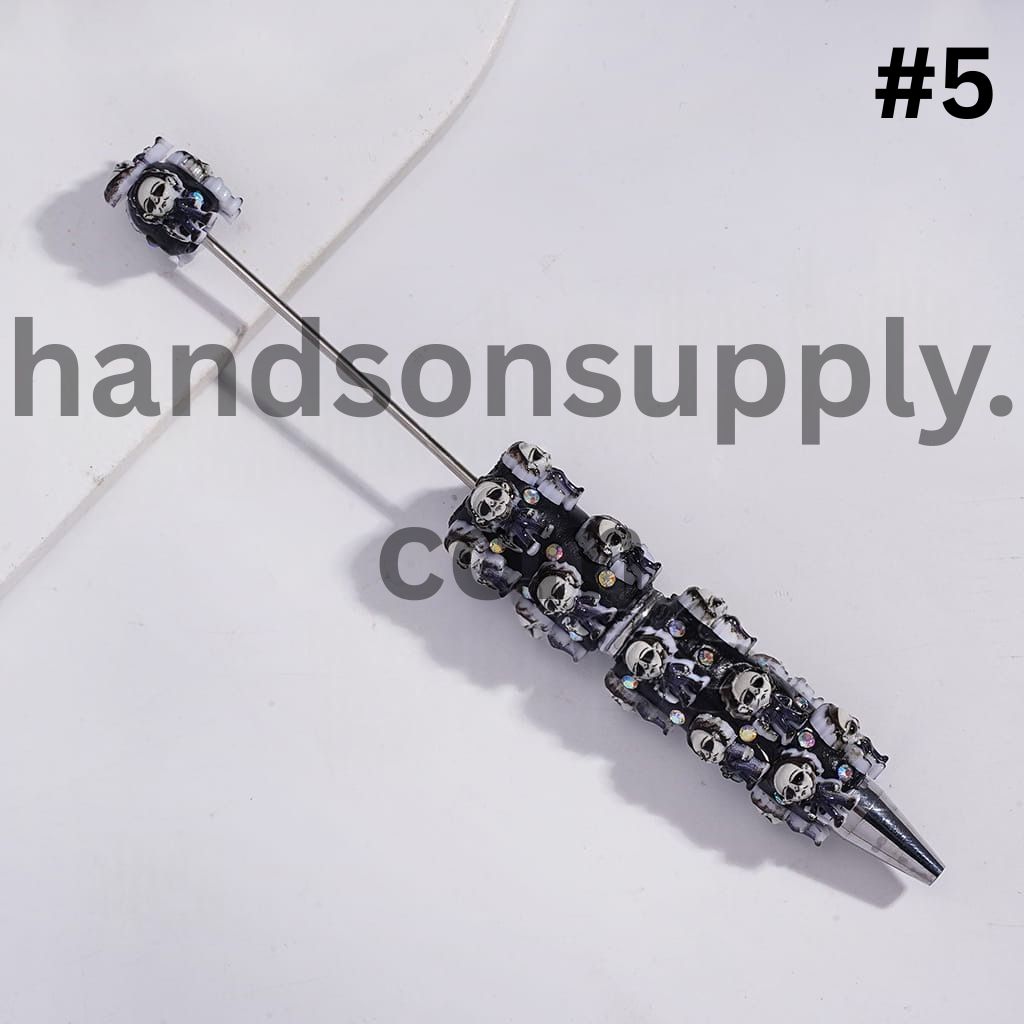 Horror Character Series Dark Halloween Theme & AB Rhinestones Beadable Clay Pens