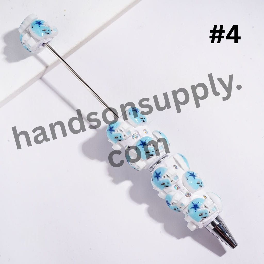 American Football Helmet & AB Rhinestone Assorted Team Series Beadable Clay Pens, Multi-Color