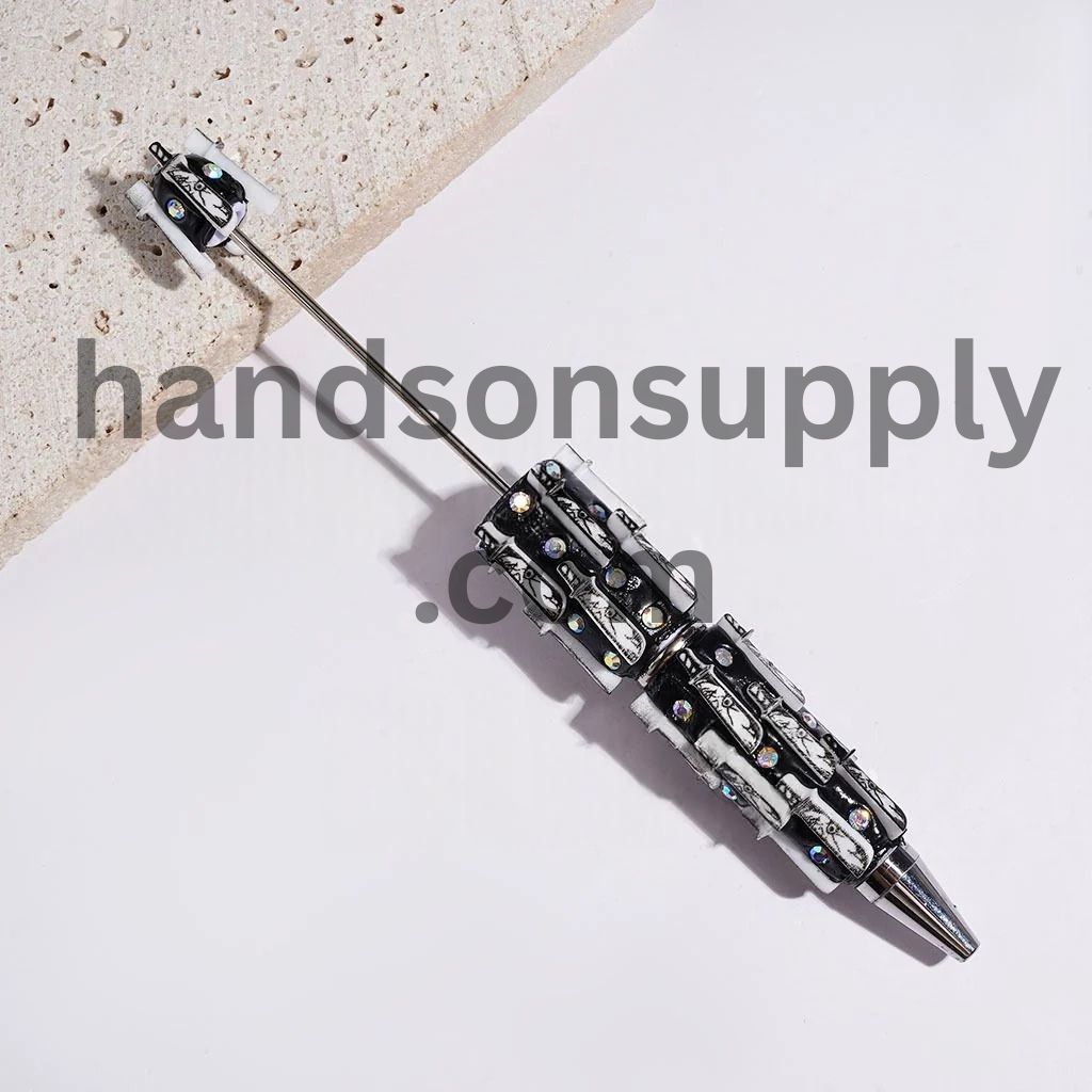 Spooky Horror Character with Knife, Red Liquid & AB Rhinestone Beadable Clay Pen