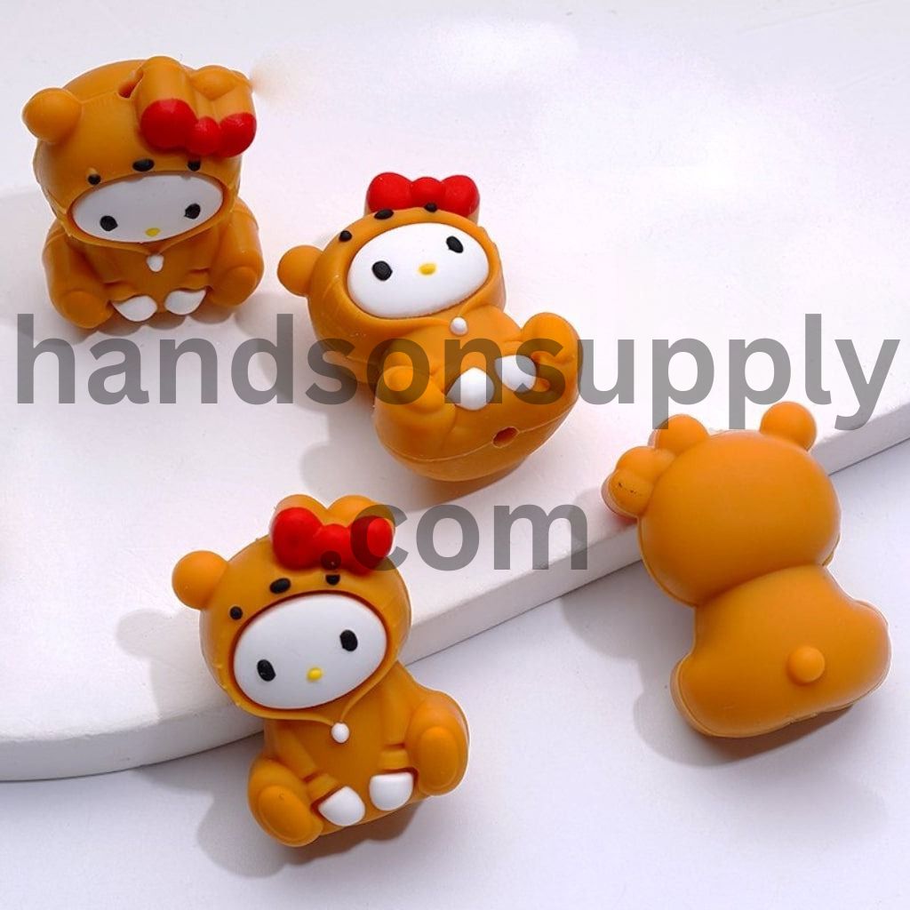 3D Mini Adorable Character Family Figurine Series Silicone Focal Beads