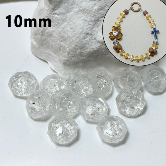 Cute Clear Polyhedral Broken Inside Flat Acrylic Beads, 10MM ( can't be used on the pen)