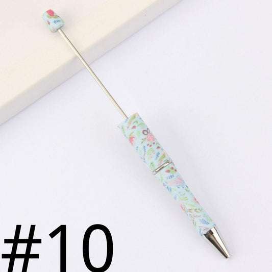 Pink Roses with Light Blue Floral Printed Beadable Pens Number 10