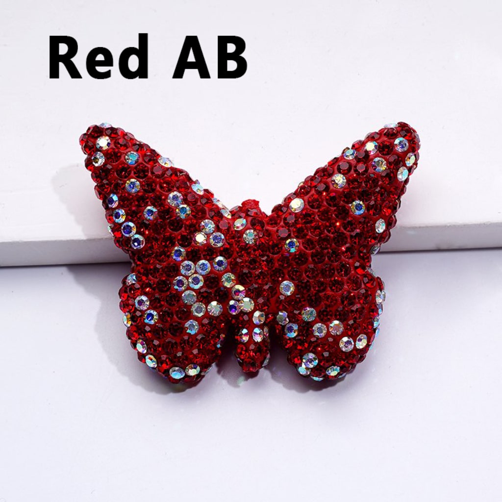 Elegant Multi-Color Butterfly Clay Beads Adorned with Sparkling Rhinestones Approx. 54x41MM