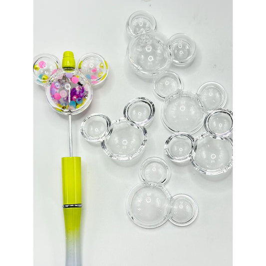 Mouse Head Shape Clear Beads, Transparent and Fillable Acrylic Beads, 38*48mm, Please Read the Description