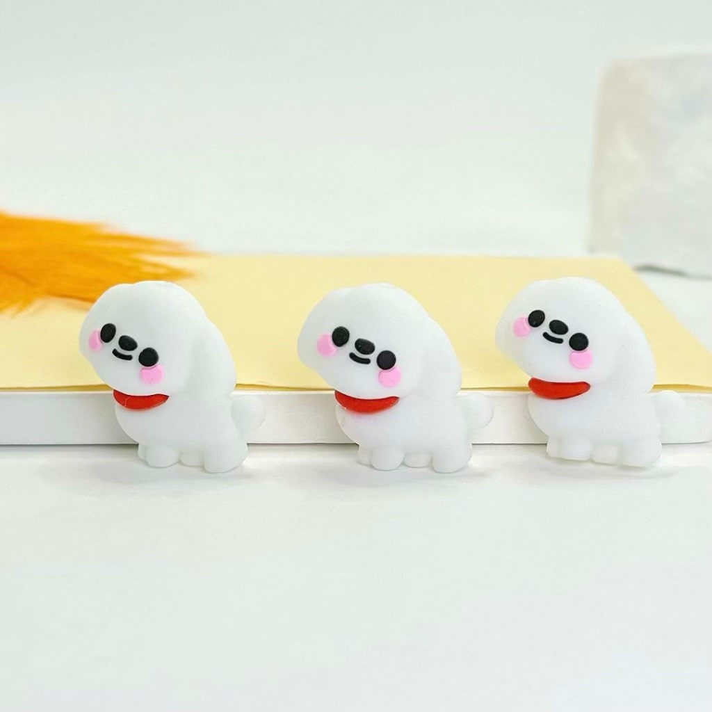 3D Little Cute White Puppy Dog Animal Silicone Focal Beads