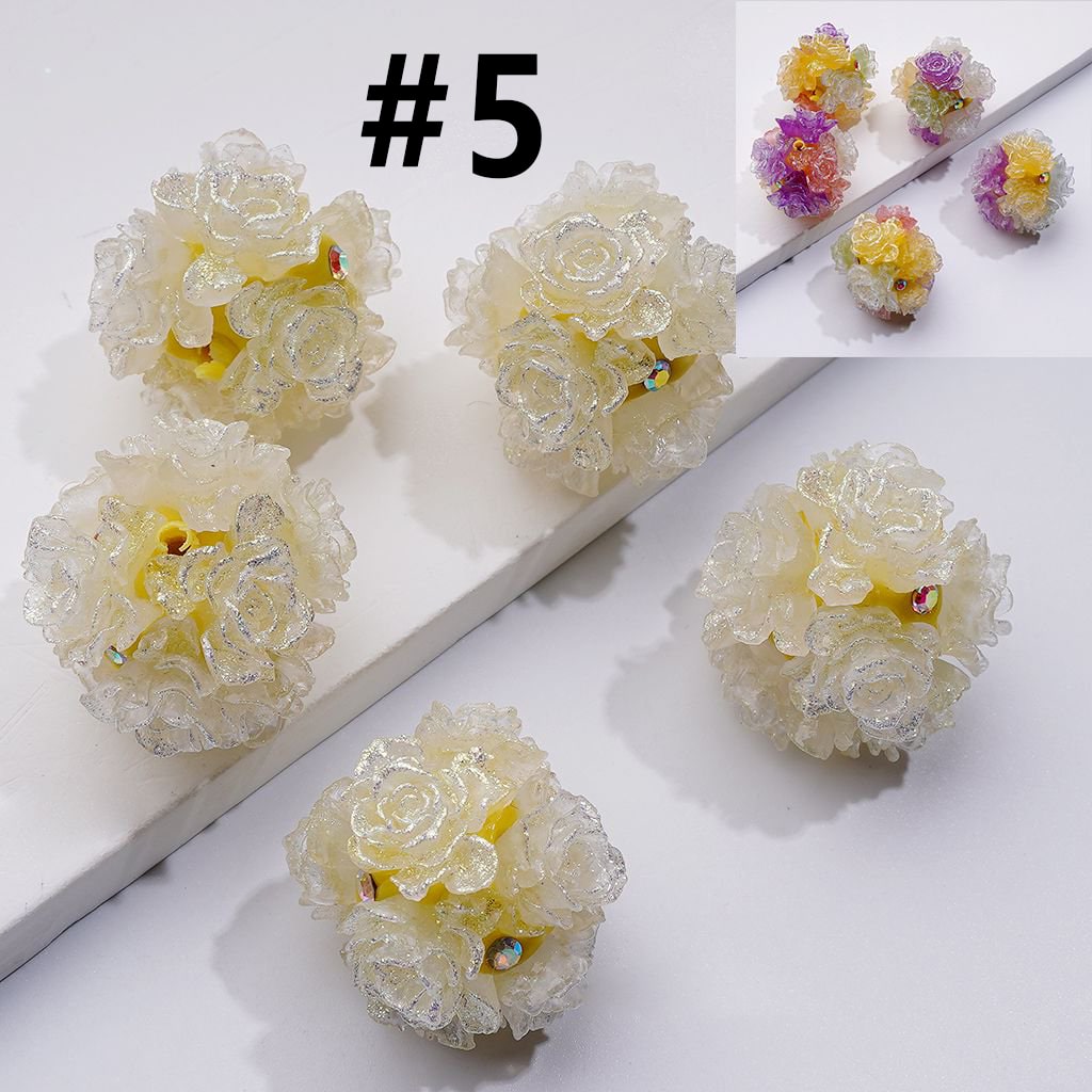Color Changing Glitter Flower Clay Beads with AB Rhinestones, Round Shape, Approx. 24MM