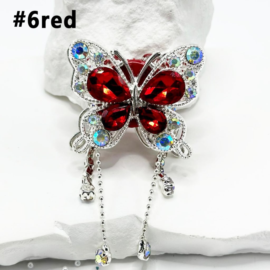 Fancy Bling Butterfly Alloy Clay Beads with Rhinestones and Pendant Chains, 34mm by 40mm