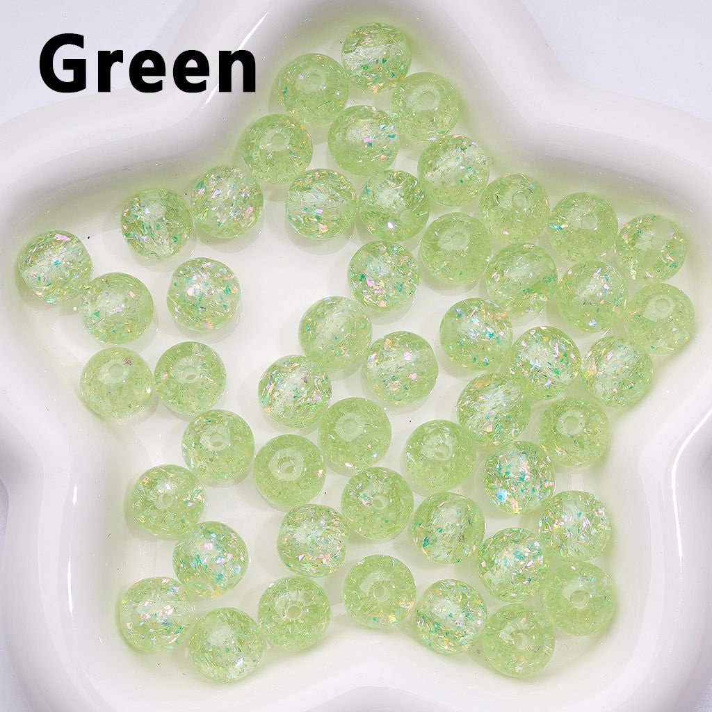 Glittering Multi-Color Acrylic Beads with Mini Flakes & Crystal Shine, 12MM