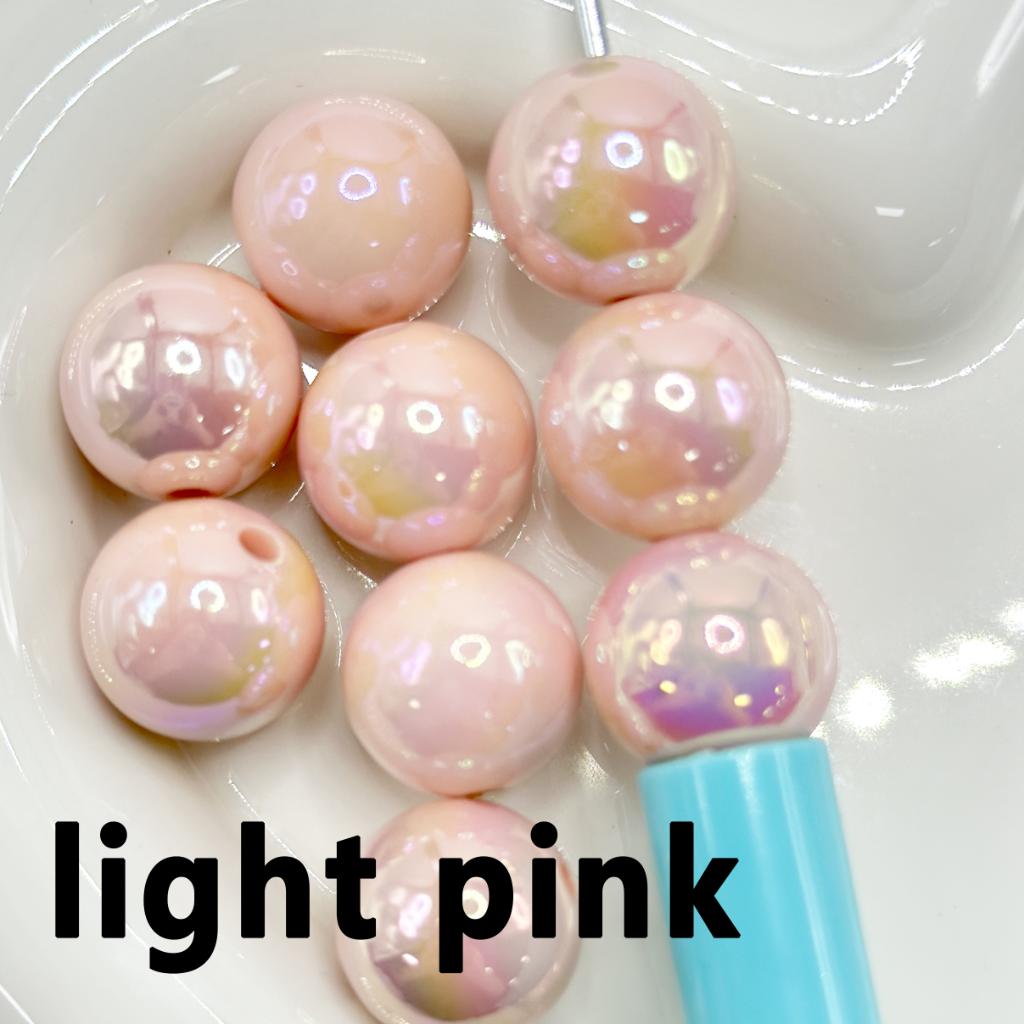 Glow in the Dark Luminous Candy Color Pastel Color Acrylic Beads with UV Plating, 16mm, Random Mix Color, YT