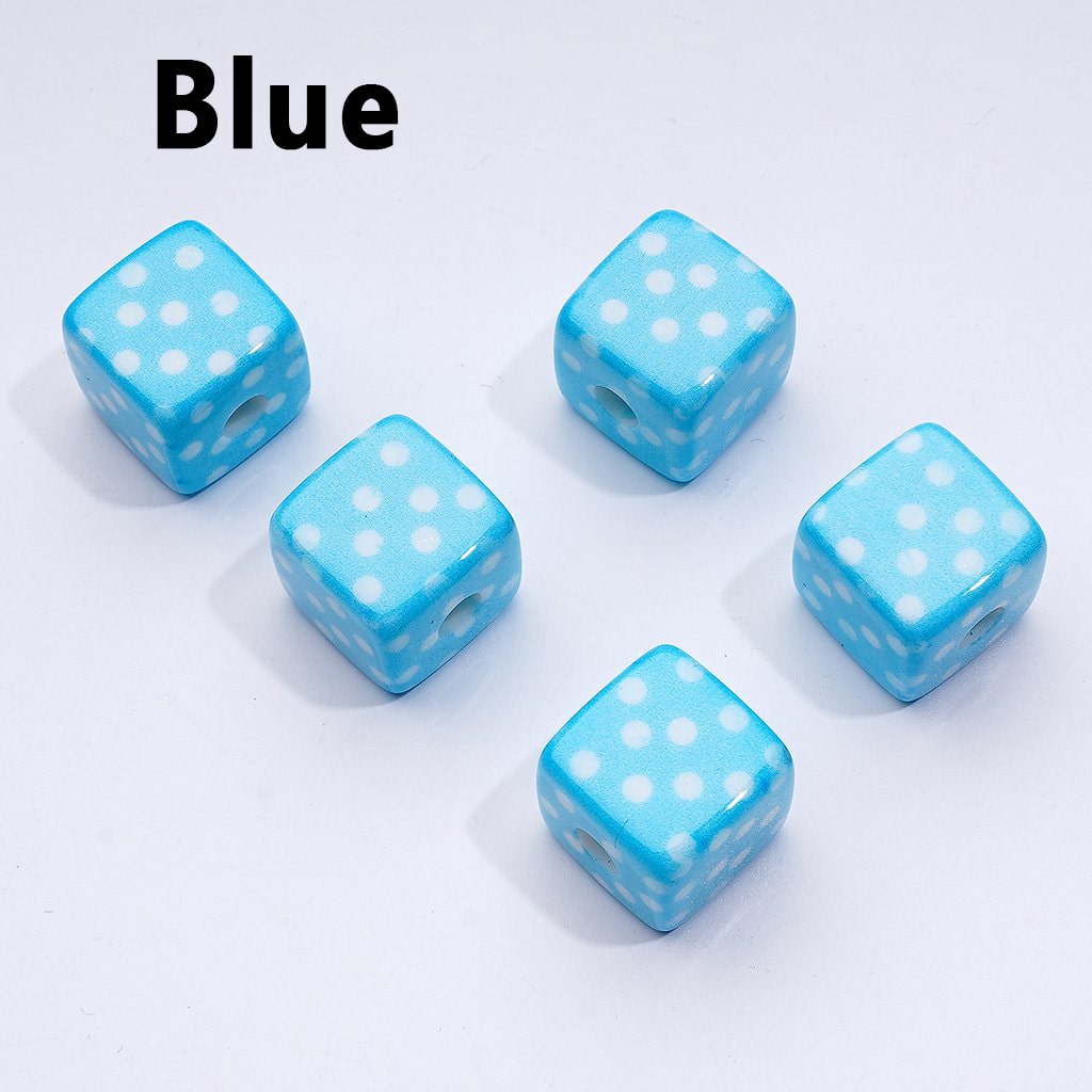 Colorful Cube Acrylic Beads with Mini Round Accents – 14MM Square Design