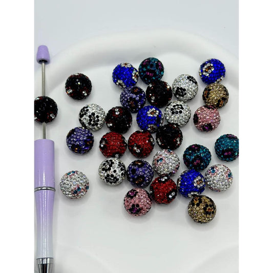 Flower Rhinestone Beads with Circle 16mm, Random Mix