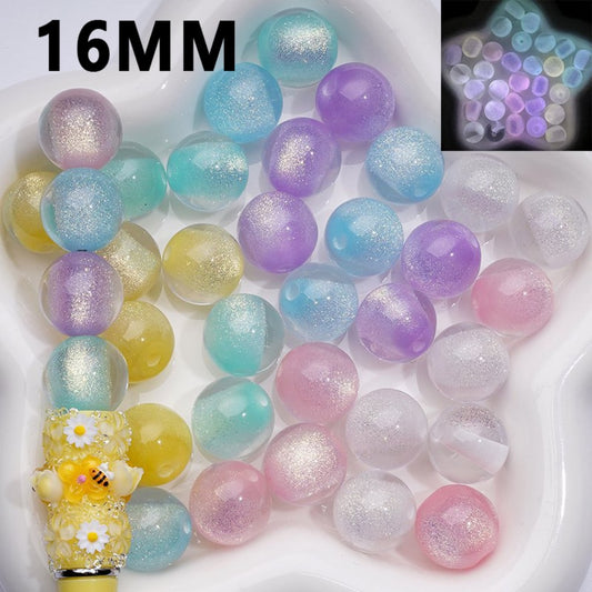 Bling Bling Luminous Shiny Glitter Half Sugar Core Round Acrylic Beads, 16MM
