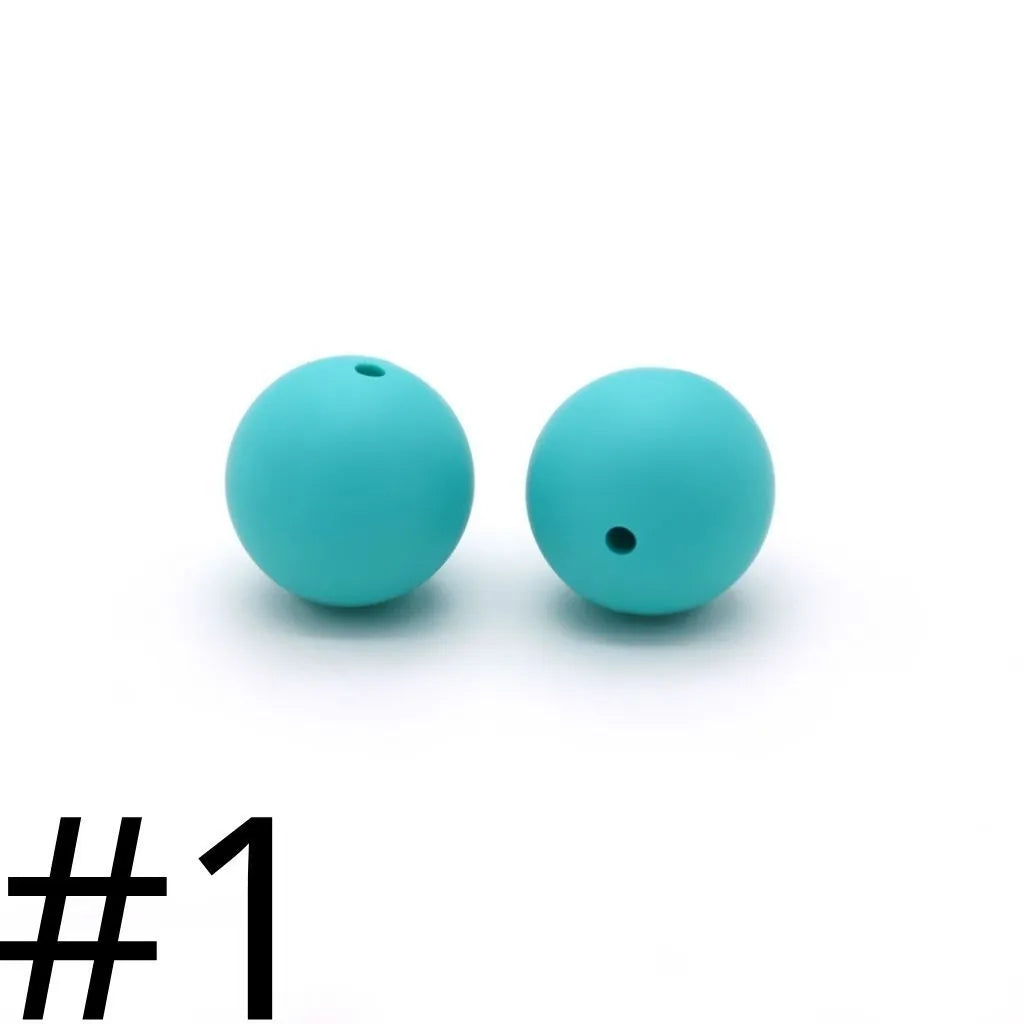 Solid Colored Silicone Beads 15 mm