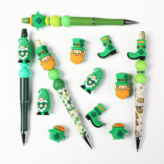 3D Gnome Saint Patrick’s Day Lucky Clover Series Silicone Focal Beads