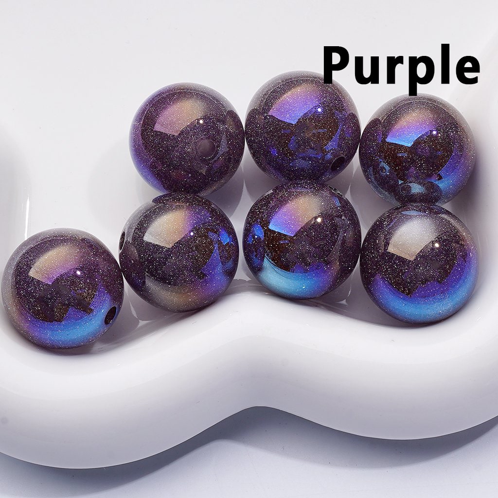 UV Coating Multi-Color Glitter Shiny Round Acrylic Beads 20MM