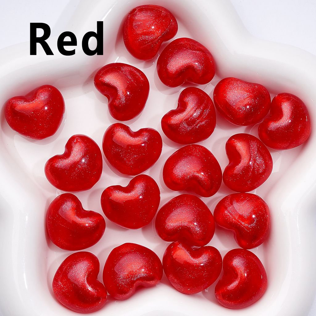 Glossy Multi-Color Heart Acrylic Beads – Vibrant Glitter Finish, Approx. 22 x 18MM
