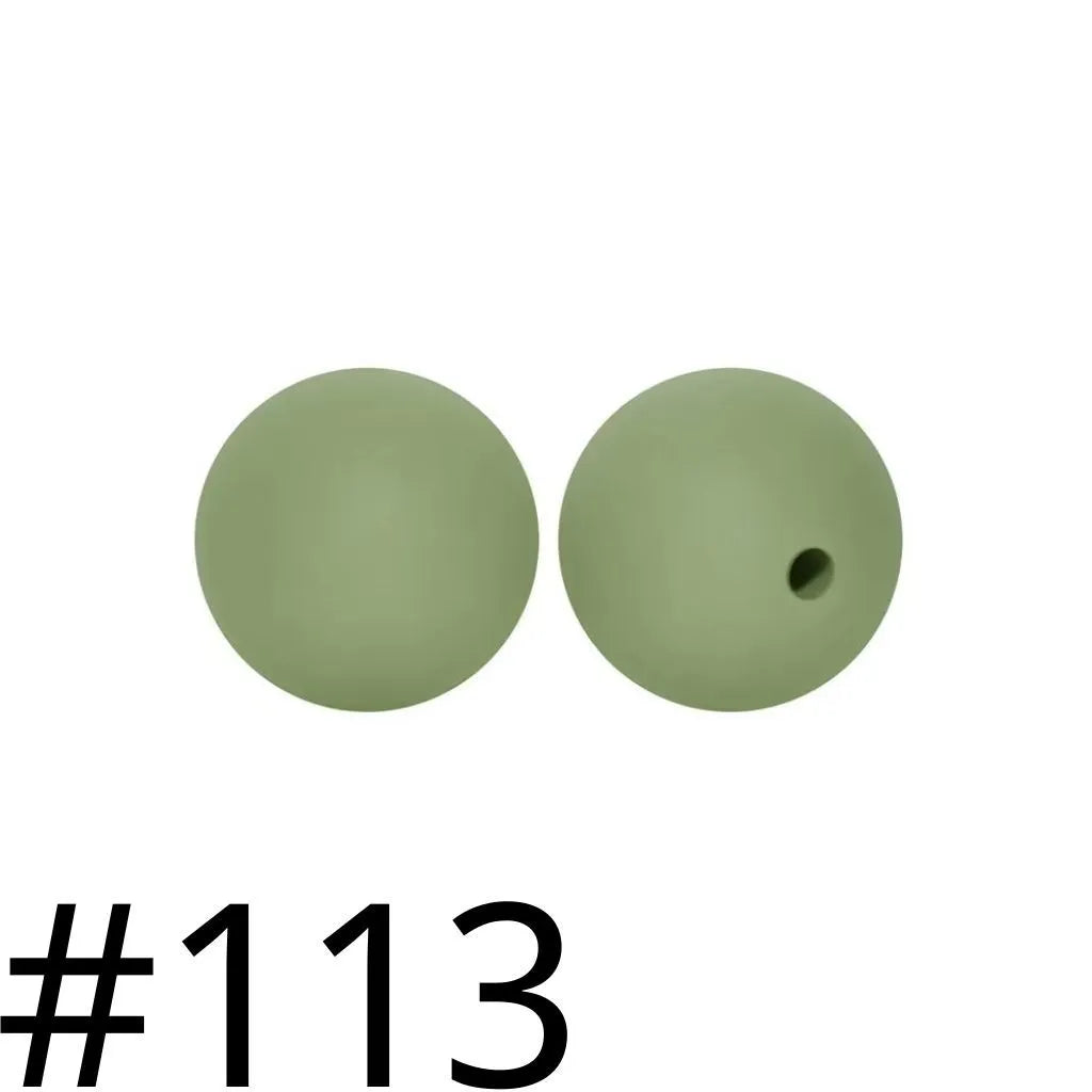 Solid Colored Silicone Beads 15 mm