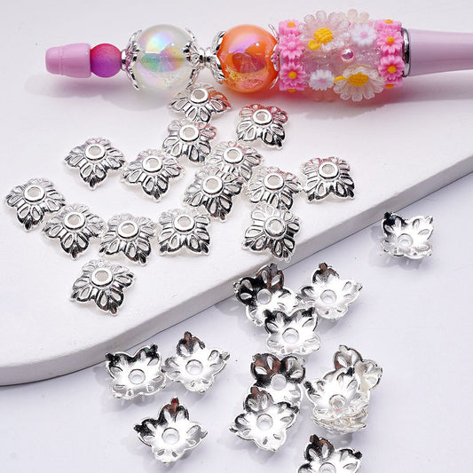 Stylish Silver Alloy Bead Caps 10*14MM, Floral Cages in Random Mix Jewelry Accessories,