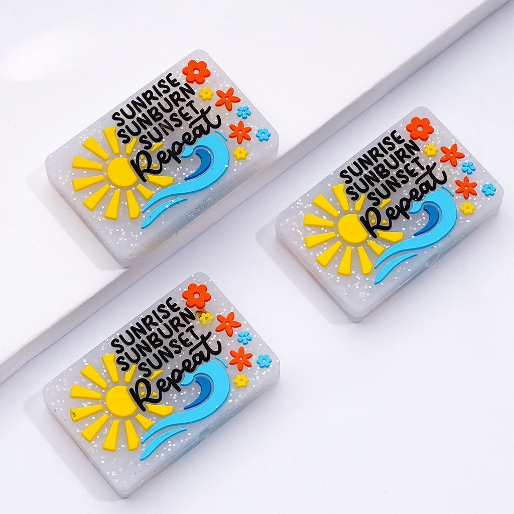 Glitter Silicone Focal Beads – Sunrise, Sunburn, Sunset Repeat Design