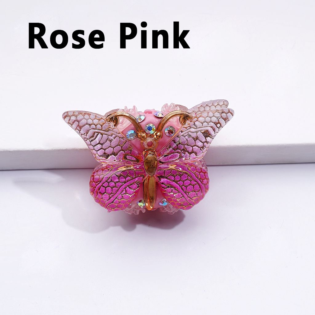 Delicate Colorful Vivid Gold Stripes Butterfly AB Rhinestones Mini Cute Clear Flowers Clay Beads, Around 38*23MM