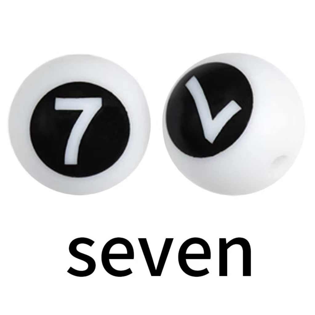 Round Numbers Printed Silicone Beads, Size 15mm