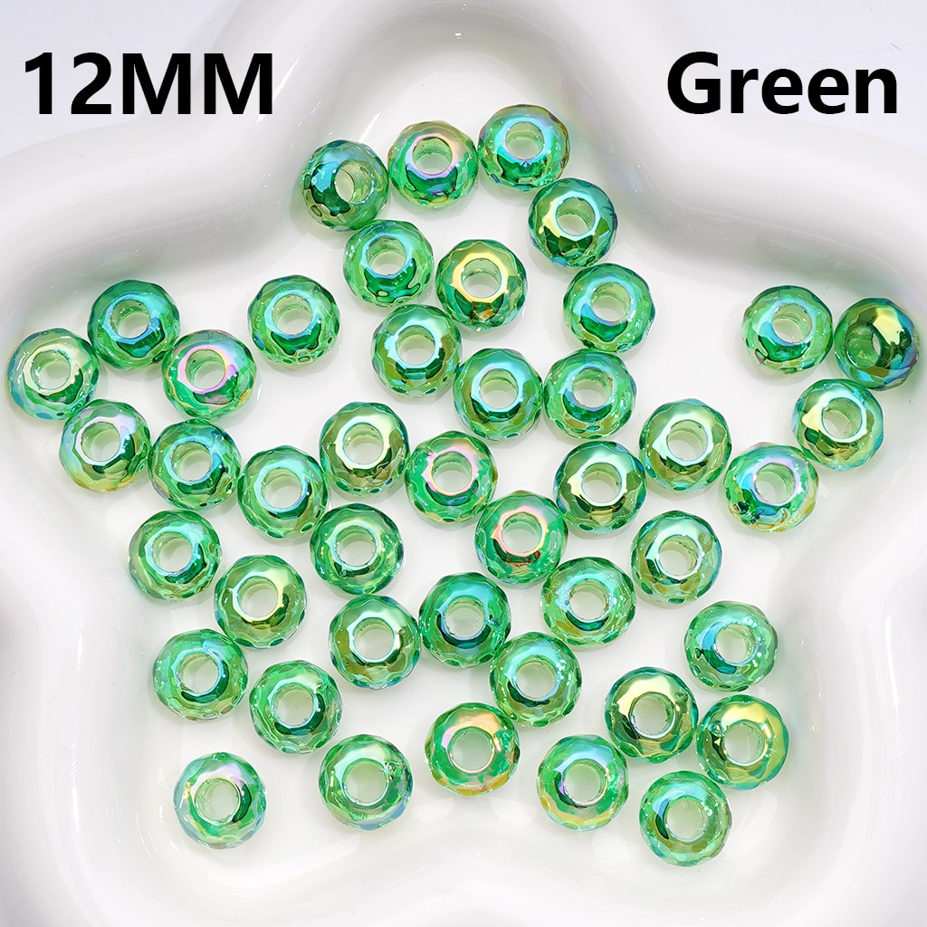 UV Coated Wheel Shape with Large Hole Translucent Multi-Color Acrylic Beads 12MM
