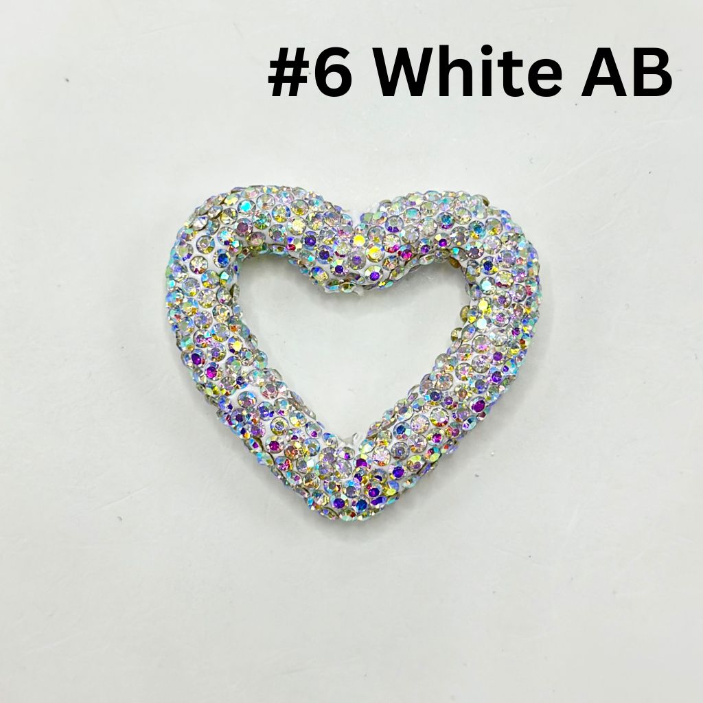 Heart Frame Bling Bling Clay Beads with Rhinestones, 48MM by 42MM