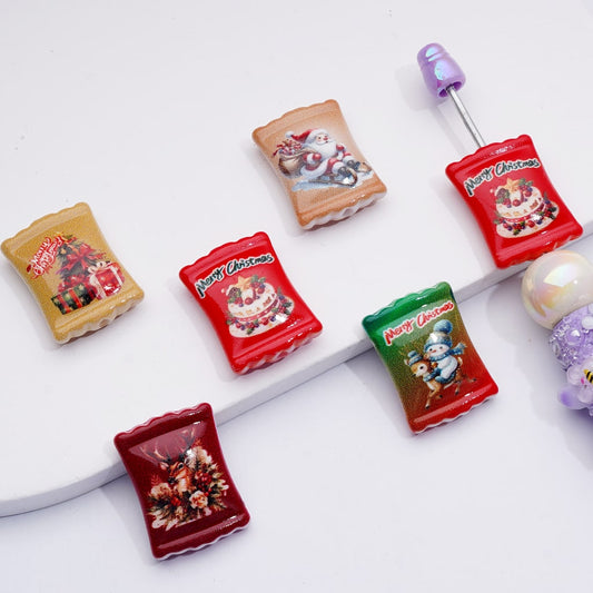 Christmas Candy Bag Shaped Acrylic Beads 26*20MM, Assorted Mix
