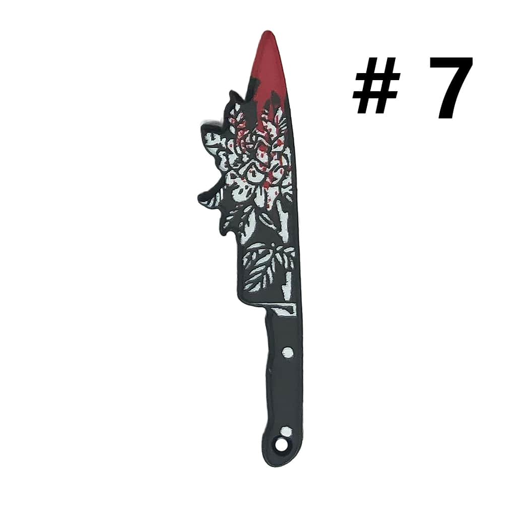 Halloween Skull & Knife Design with Bloody Flower Prints Plastic Beads Horror Jewelry Accessories