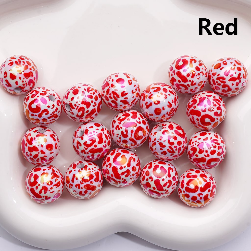 UV Coated Leopard Print Multi-Color Round Acrylic Beads 16mm ((Single Color is available for 200pcs(Whole Bag))