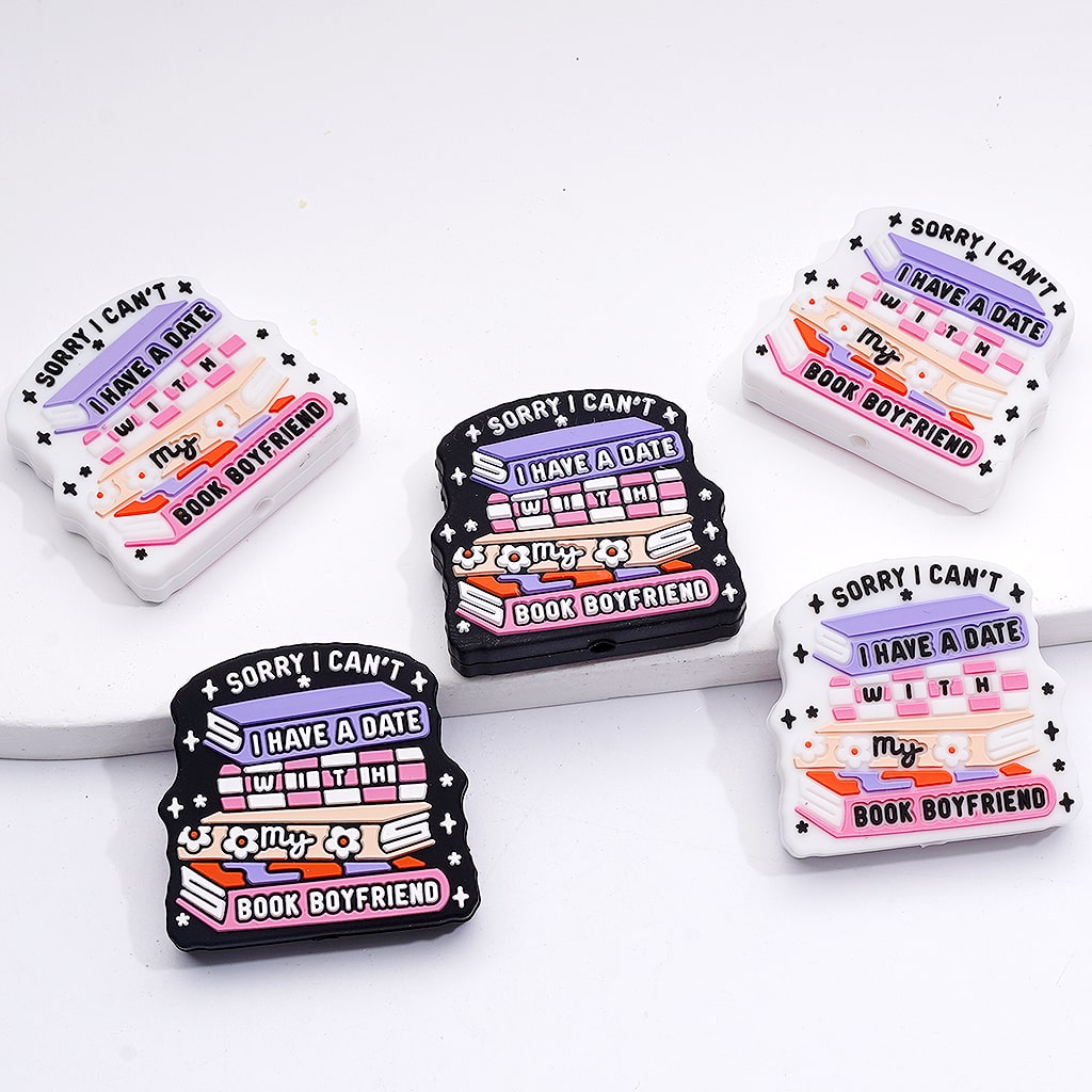 My Book Boyfriend with Sorry I Can't I Have a Date Silicone Focal Beads