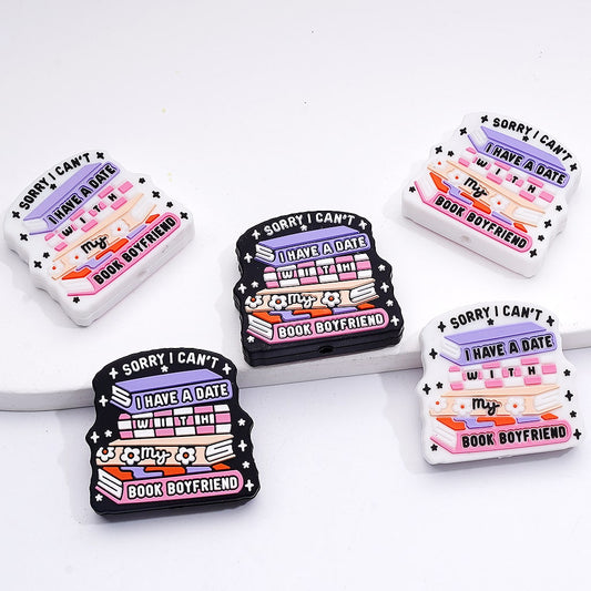 My Book Boyfriend with Sorry I Can't I Have a Date Silicone Focal Beads