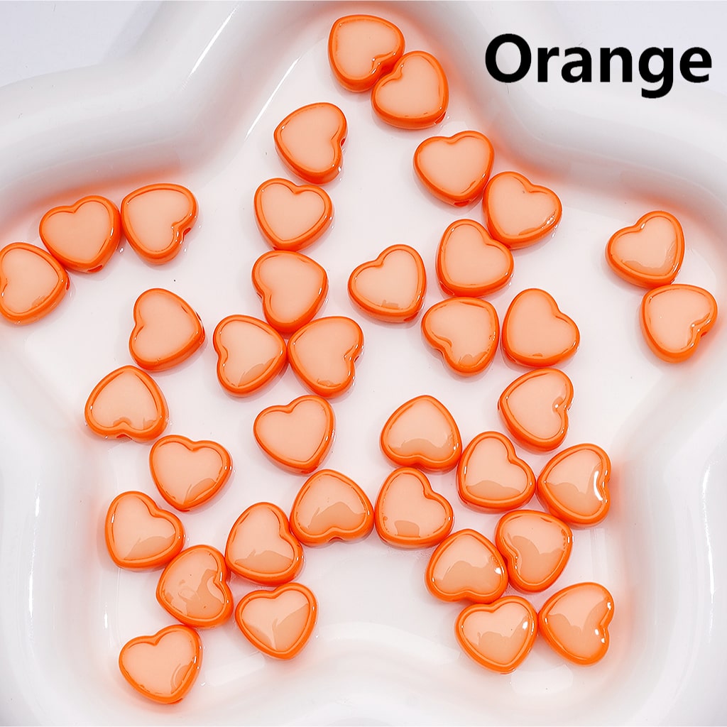 Mini Luminous Heart Acrylic Beads in Multi-Colors, 13×12MM (500pcs Single Color Whole Bag Available)