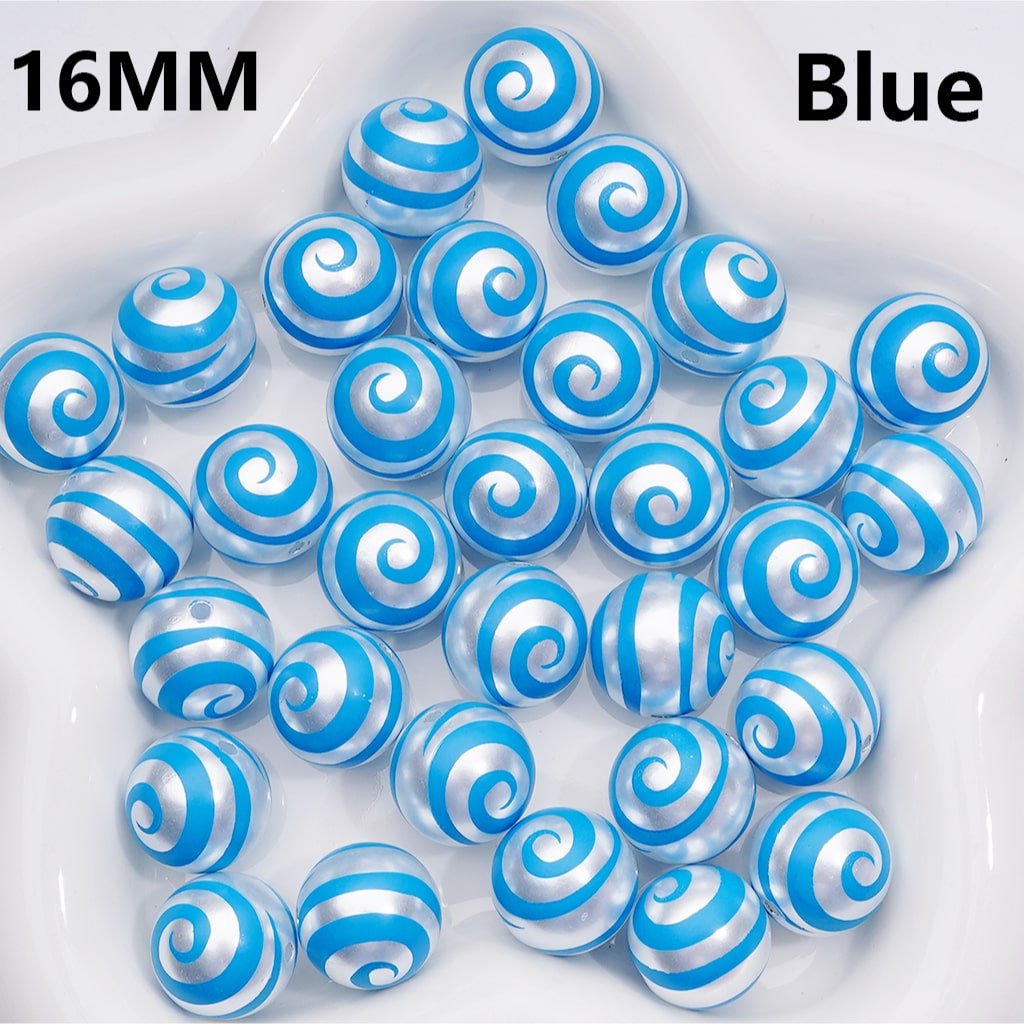 Shiny Silver Multi-Color Swirl Lolipop Round Stripes Acrylic Beads, 16MM